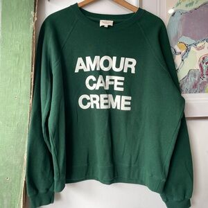 Sezane Amour Cafe Crème Green Sweatshirt XL